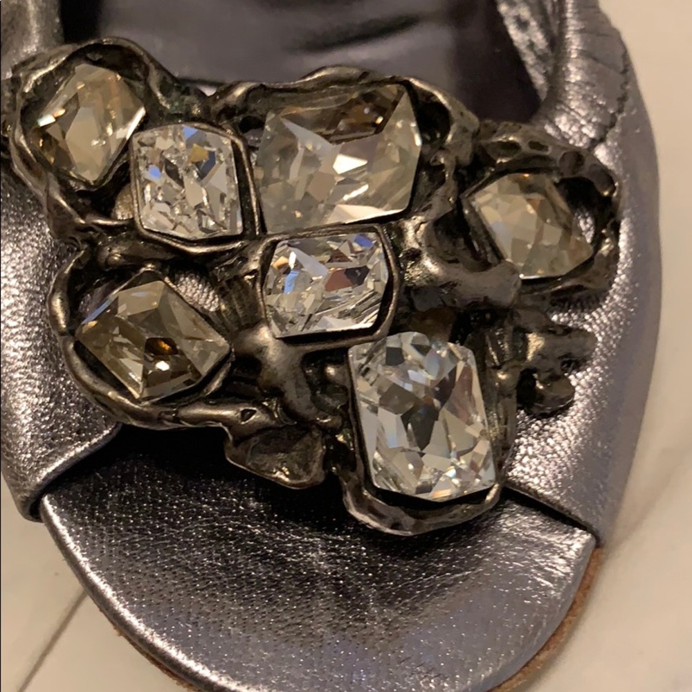 Miu Miu silver flats bling 36.5